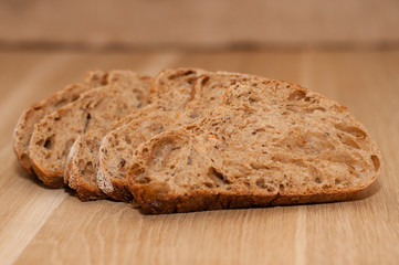 sliced French black bread with seeds