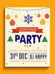Party Banner or Flyer Design for Christmas Celebrations.