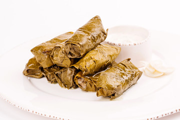 Dolma (tolma, sarma) - stuffed grape leaves with rice and meat. traditional food of the peoples of Central Asia.