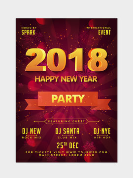 Happy New Year Celebration Party Flyer and Poster Design.