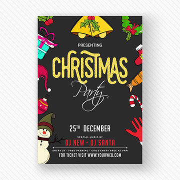 Party Banner or Flyer Design for Christmas Celebrations.