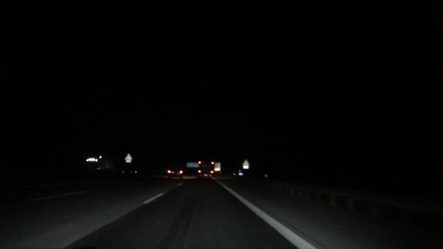 Drving in the German highway in Winter night