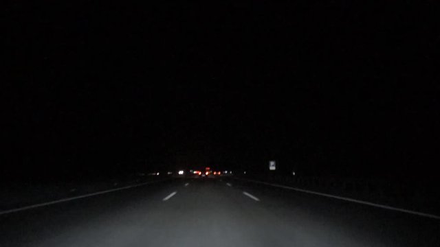 Delayed photography driving in the German highway in Winter