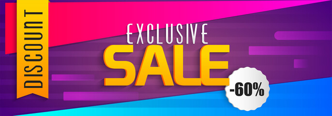 Naklejka na ściany i meble Exclusive Sale Website Banner with 60% Off.