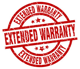 extended warranty round red grunge stamp