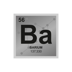 Vector symbol of Barium from the Periodic Table of the elements on the background from connected molecules