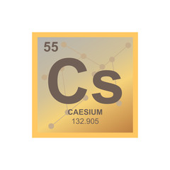 Vector symbol of Caesium from the Periodic Table of the elements on the background from connected molecules