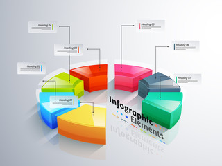 3D infographic element, or graph with six(6) steps.