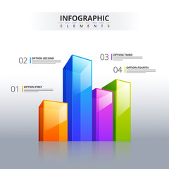 3D infographic element, or graph in with four(4) steps .