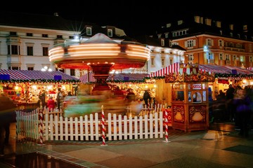 Carousel at the Christmas Market, Vipiteno, Bolzano, Trentino Alto Adige, Italy