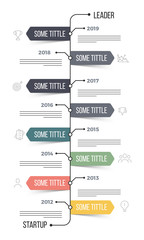 Timeline Infographics layout with eight (8) steps.