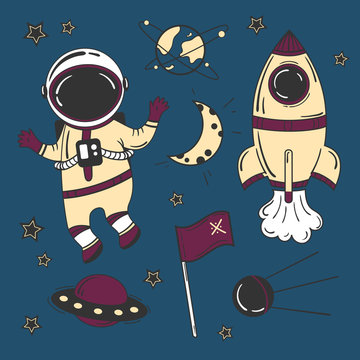 Astronaut cartoon space set