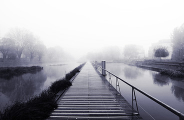 matin brumeux au parc du Heyritz à Strasbourg