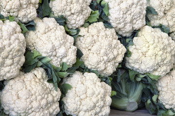 Fresh cauliflower at a market