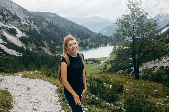 The young girl in the Alps