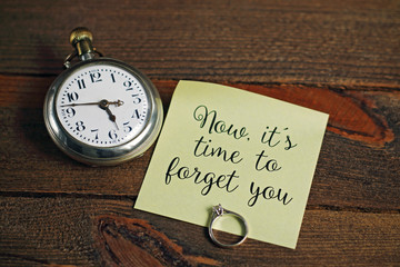 Antique pocket clock and note on wood