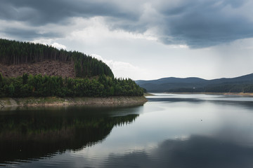 Lake, mountains, forest,amazing landscapes, rainy sky,forrest, cloudy, dramatic,scenic