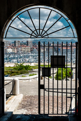 Old Port of Marseille. View through the gates