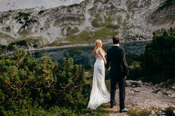 Pretty bride and groom in the beautiful place