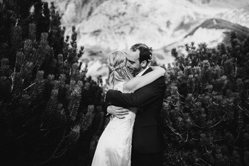 Pretty bride and groom in the beautiful place