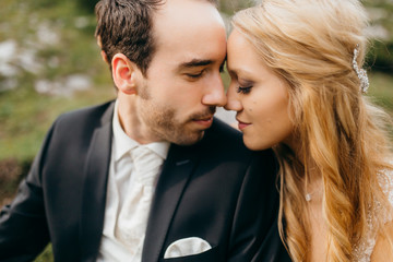 Wedding couple in the mountains

