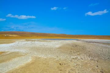 Fototapeta na wymiar Dried mud around the active mud volcano