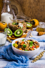 Dry oat flakes with candied fruits