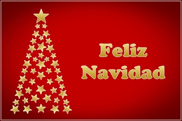 Tarjeta de Navidad con árbol de estrellas en español