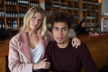 Couple looking at camera