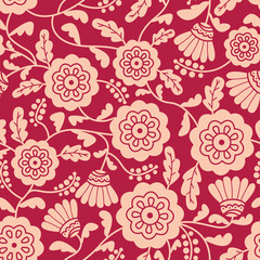  Doodle style flowers vector seamless pattern