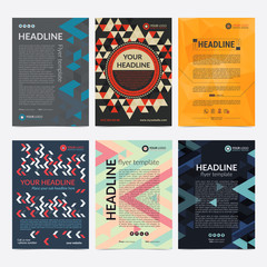 Set of business brochure flyer design layout template with geometric pattern. Modern Backgrounds. Vector illustration.