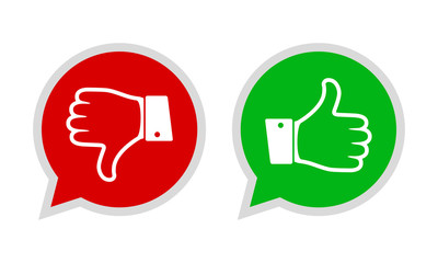 Thumb up and down icon. Vector illustration.