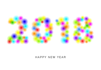Vector 2018 Happy New Year design with text on white background.
