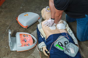 The use of an automatic external defibrillator in conducting a basic cardiopulmonary resuscitation to the victim on the street