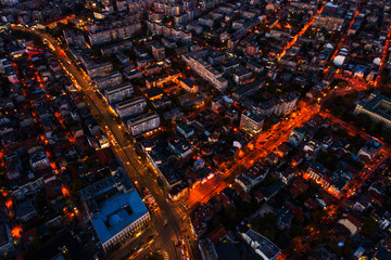 Obraz premium Night aerial view of The Cathedral of the Assumption in Varna, Bulgaria