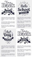 School Related Set of Black and White Stickers
