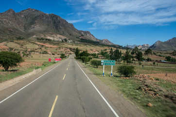 Open Road Leading into Mountains, Bolivia
