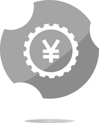 Fototapeta premium gear (cog) web icon on cloud with yen money sign
