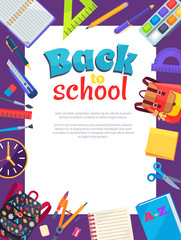 Back to School Poster with Place for Text in Frame