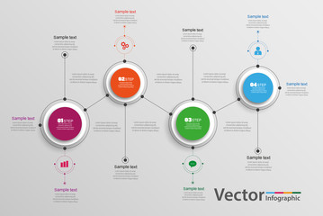 Vector circle infographic with four steps. Template for diagram, graph, presentation and chart. Business concept, parts, steps or processes. Eps 10
