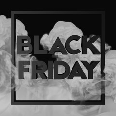 Black friday on smoke background. For holiday and event, show, party, website, banner, dvd. 3D illustration