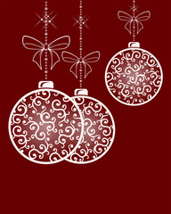 three christmas balls with ornament in retro style