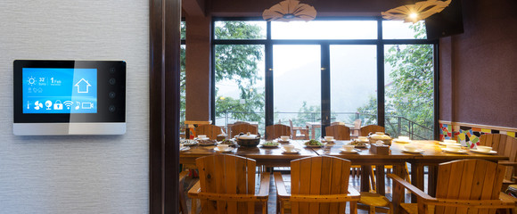 smart screen with smart home with modern restaurant