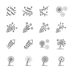 Fototapeta premium firework line icon set 4, vector eps10