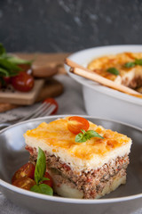 Moussaka. Traditional Greek eggplant casserole