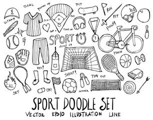 Set of Sport illustration Hand drawn doodle Sketch line vector eps10 © veekicl