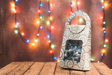 Christmas gifts for the festive background with bokeh