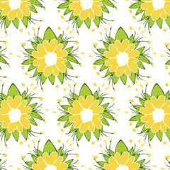 Yellow retro floral pattern
