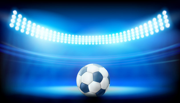 A soccer ball on the stadium. Vector illustration.