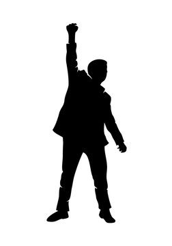 Air Punch. Vector Illustration On A Man Punch The Air With His Fist
